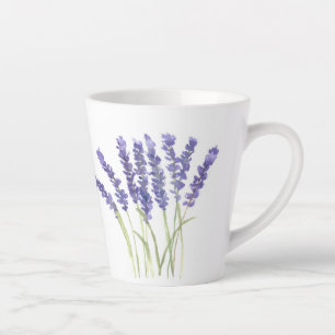 Lavendelbloemen Paarse Bloemen Waterverf Latte Mok
