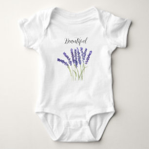 Lavendelbloemen Paarse Bloemige Waterverf Cute Romper