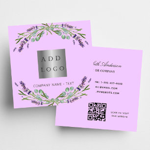 Lavendelbloemen violet logo QR code logo Vierkante Visitekaartje