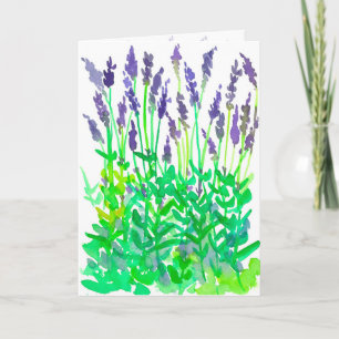 Lavendelbloemen Waterverf Happy Birthday Kaart