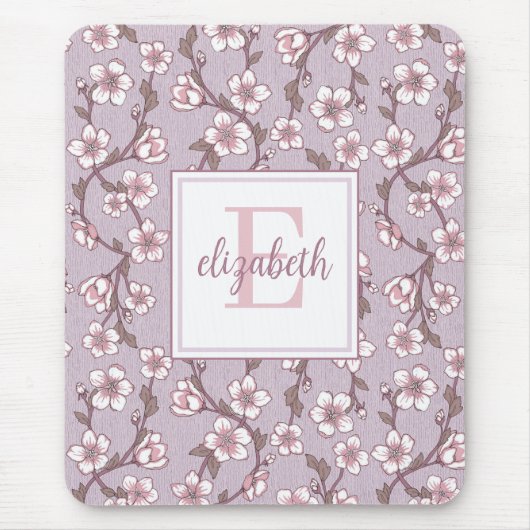 Lavendelbloemmonogram Muismat (Voorkant)