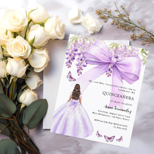 Lavendelboog bloemenjurk Quinceanera uitnodiging