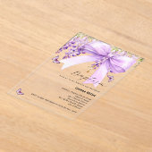 Lavendelboog bloemenmeisje Doop Acryl Uitnodigingen (Laagn)