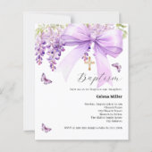 Lavendelboog bloemenmeisje doopuitnodiging (Voorkant)