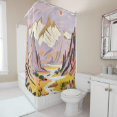 Lavendelgebergte Douchegordijn (In situ)