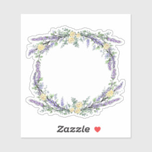 Lavendelgele rozen en eucalyptus waterverf sticker