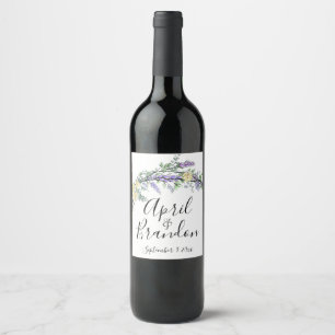 Lavendelgele rozen en Eucalyptus Wijnlabel Wijn Etiket