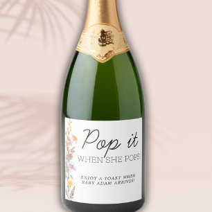 Lavendelgele wilde bloemen Poppen het als ze Poppe Sparkling Wijnetiket