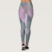 Lavendelgroen geplakt driehoekspatroon leggings (Achterkant)