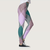 Lavendelgroen geplakt driehoekspatroon leggings (Rechts)