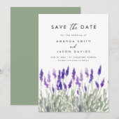 Lavendelgroen Lila Paarse Save the Date Kaart (Voorkant / Achterkant)