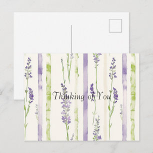 Lavendelgroene strepen bloemige denk aan jou briefkaart