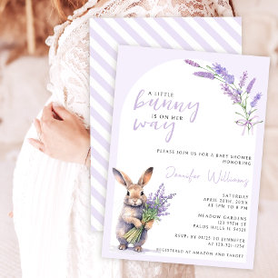 Lavendelhazen easter baby girl shower uitnodiging