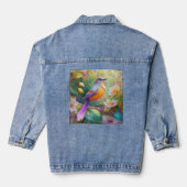 Lavendelkop Sinaasappel Breasted Fantasy Bird Denim Jacket (Achterkant)
