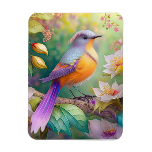 Lavendelkop Sinaasappel Breasted Fantasy Bird Magneet