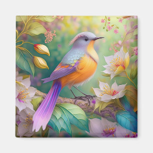 Lavendelkop Sinaasappel Breasted Fantasy Bird Magneet