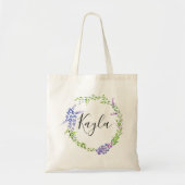 lavendelkrans botanisch gepersonaliseerd bruidsmei tote bag (Voorkant)