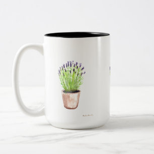 Lavendelkruid potplant rusticaal paars tweekleurige koffiemok