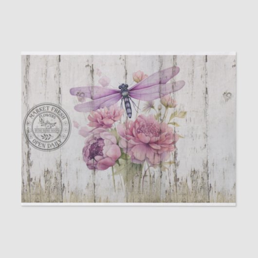 Lavendellibel roze pioenrozen tissuepapier (Voorkant)