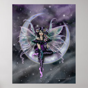 Lavendelmaanfee op Sikkelmaan Fantasie Kunst Poster