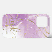 Lavendelmarmer met monogram en naam Case-Mate iPhone case (Achterkant (horizontaal))