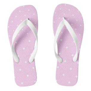 Lavendelroze met witte stippen teenslippers