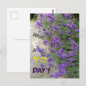 Lavendelsnede. Tekst Heb een leuk dag Briefkaart (Voorkant / Achterkant)