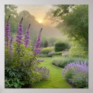 Lavendeltuin bij zonsopgang – Vredige bloemenlande Poster