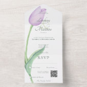 Lavendeltulp Solo Paarse moderne QR-code All In One Uitnodiging (Binnen)
