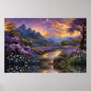 Lavendelvallei bij zonsopgang poster