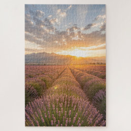Lavendelveld bij zonsondergang Legpuzzel