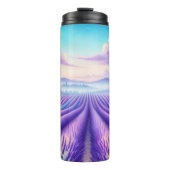Lavendelvelden, Paarse droom, serene lucht. Thermosbeker (Voorkant)