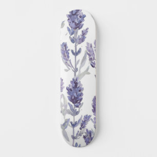 Lavendelvelden Paarse Waterverf Bloem Patroon Skateboard