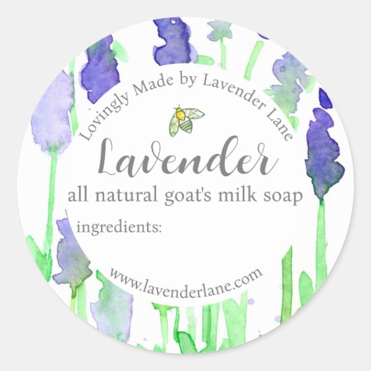 Lavendelzeepetiket Honeybee Herbs Product Sticker (Voorkant)