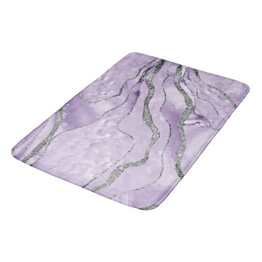 Lavender Agate Silver Glitter Glam #1 Badmat (Gekanteld)