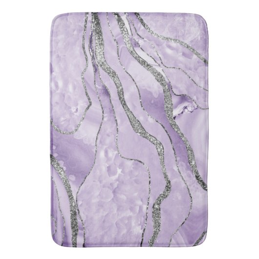 Lavender Agate Silver Glitter Glam #1 Badmat (Voorkant Verticaal)