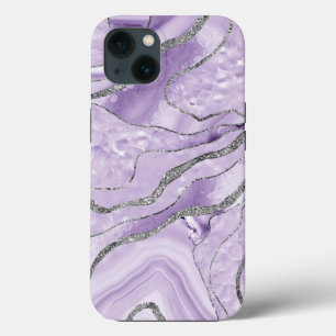 Lavender Agate Silver Glitter Glam #1 iPhone 13 Hoesje
