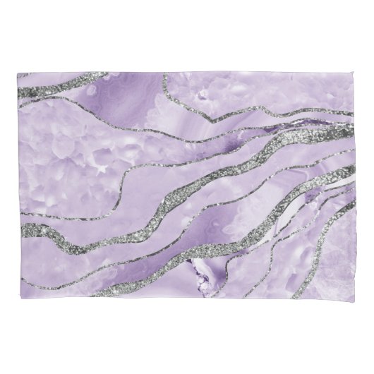 Lavender Agate Silver Glitter Glam #1 Kussensloop (Voorkant)