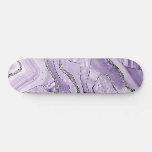Lavender Agate Silver Glitter Glam #1 Skateboard (Horizontaal)