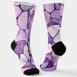 Lavender Amethyst Marble cells abstract Sokken
