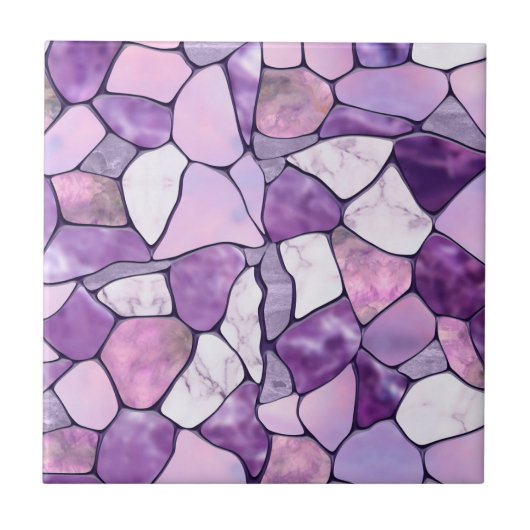 Lavender Amethyst Marble cells abstract Tegeltje (Voorkant)