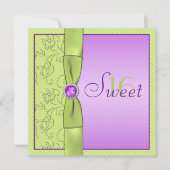 Lavender and Chartreuse Sweet Sixteen Uitnodiging (Voorkant)