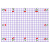 Lavender and White Gingham Pattern and Tulips Tafelkleed (Voorkant (Horizontaal))