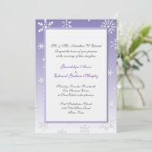 Lavender and White Snowflake Wedding Invitation Kaart (Staand voorkant)