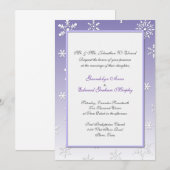Lavender and White Snowflake Wedding Invitation Kaart (Voorkant / Achterkant)