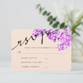 Lavender Aquarelle Fleurs Mariage RSVP Moderne (Debout devant)