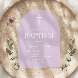 Lavender Arch Modern Baptism Christening Kaart