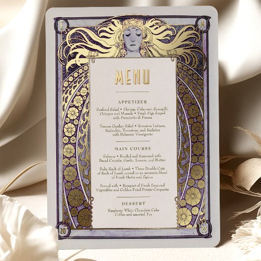 Lavender Art Nouveau Menu Kaart Mucha  Deco