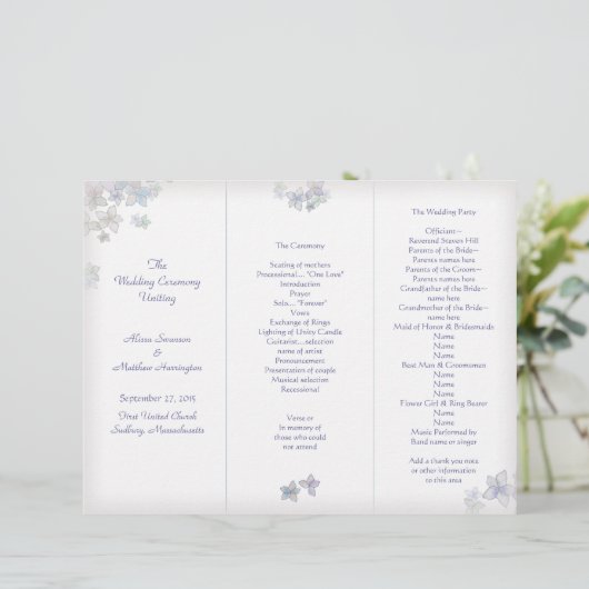 Lavender Art Tri-Fold Wedding Programme Modèle (Debout devant)