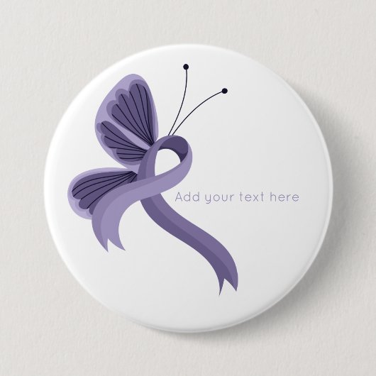 Lavender Awareness Ribbon Butterfly Button (Voorkant)